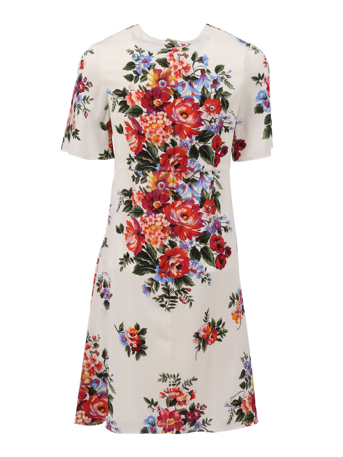 Short Sleeves Dress White Elastane Silk Fabric 2