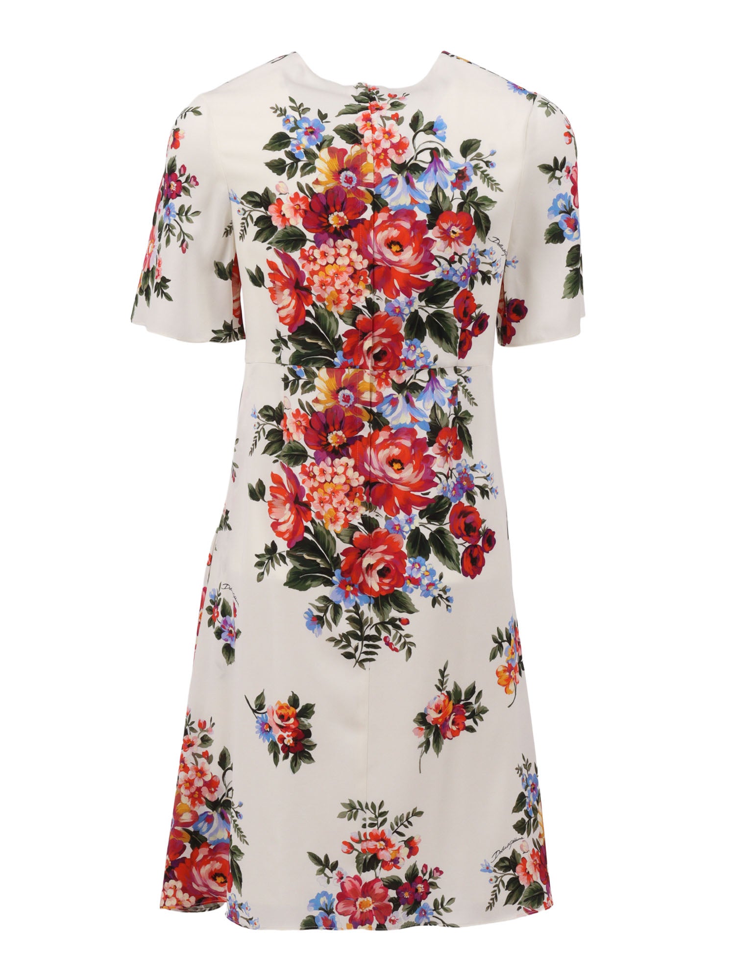 Short Sleeves Dress White Elastane Silk Fabric 2