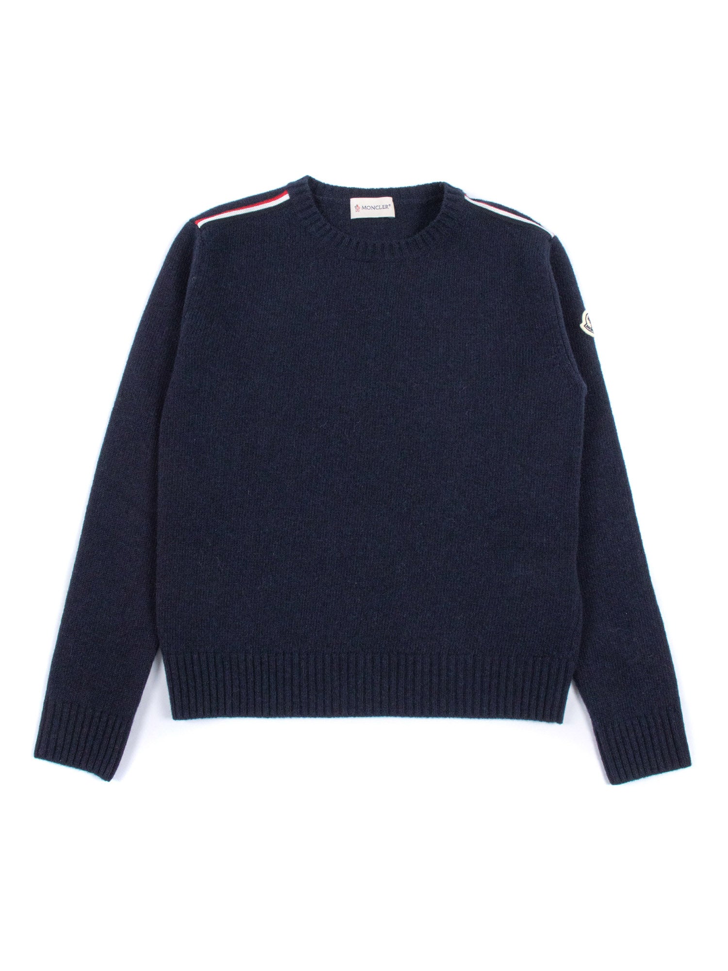 Crew Neck Blue Cotton Fabric 2 Virgin Wool Crewneck