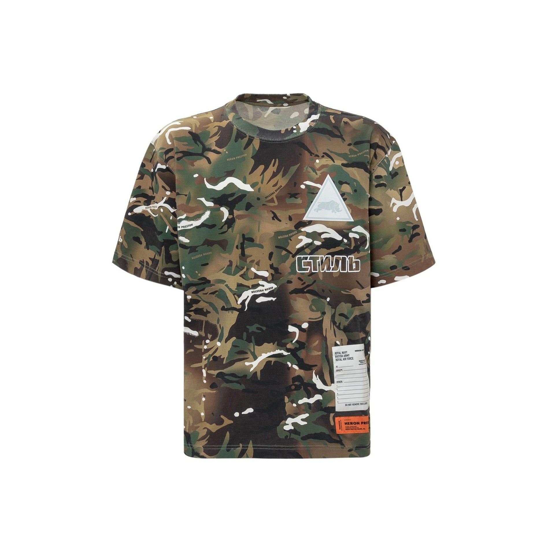 Heron Preston Camouflage T-Shirt Green Cotton