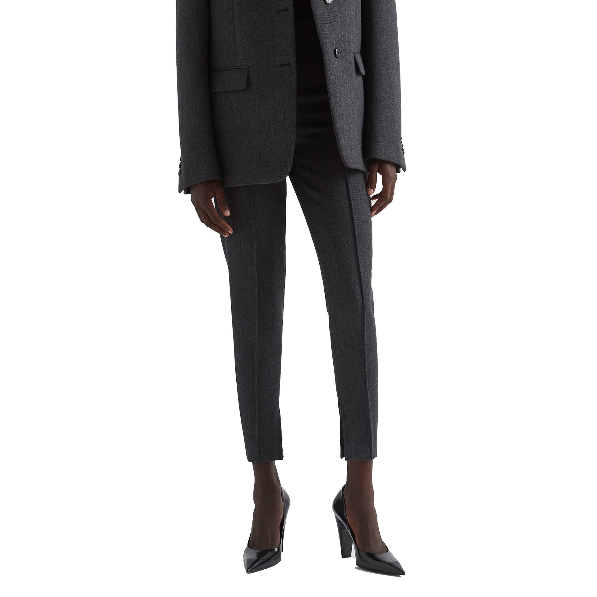 Wool Pants Gray Elastane Virgin
