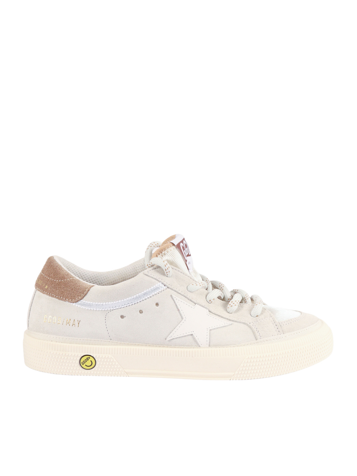 May Suede Upper Toe And Heel Nylon Vamp Tongue Leather Star Grey Kid Sneaker