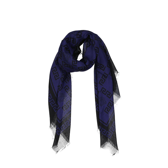 Versace Foulard Square Scarf Blue Modal Silk