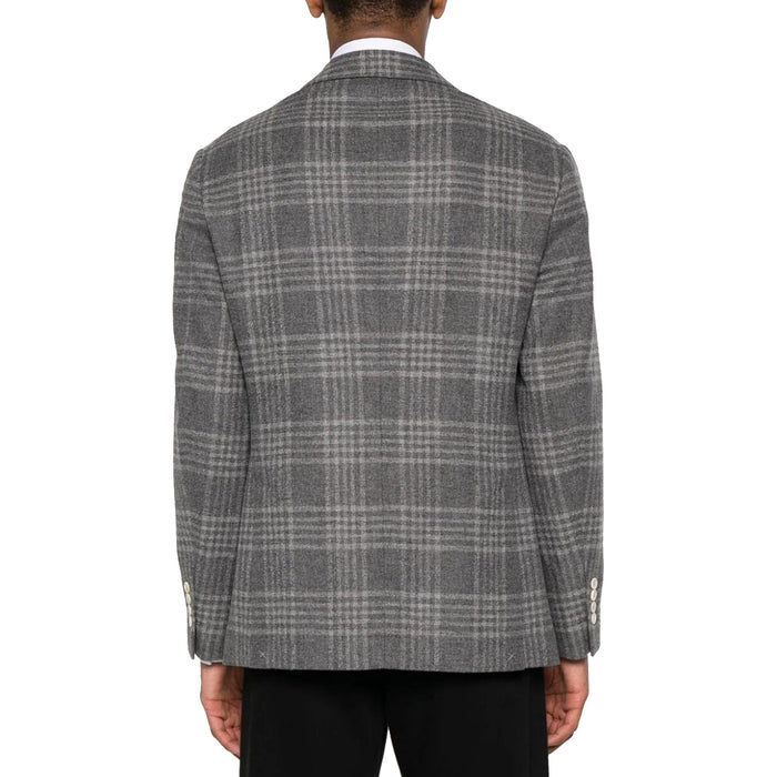 Blazer Jacket Gray Cashmere Silk Wool