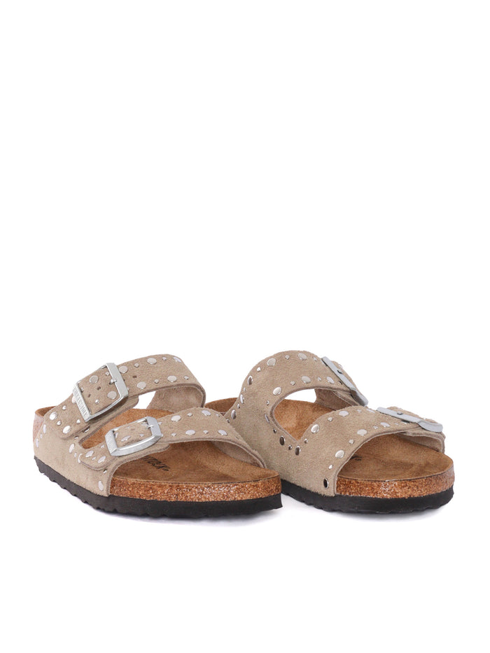 Arizona Rivet taupe, Suede Leather Tortora Sole In Eva Sandal