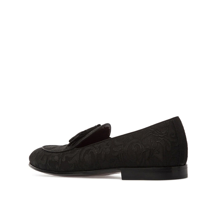 Baroque Jacquard Loafers Black Fabric