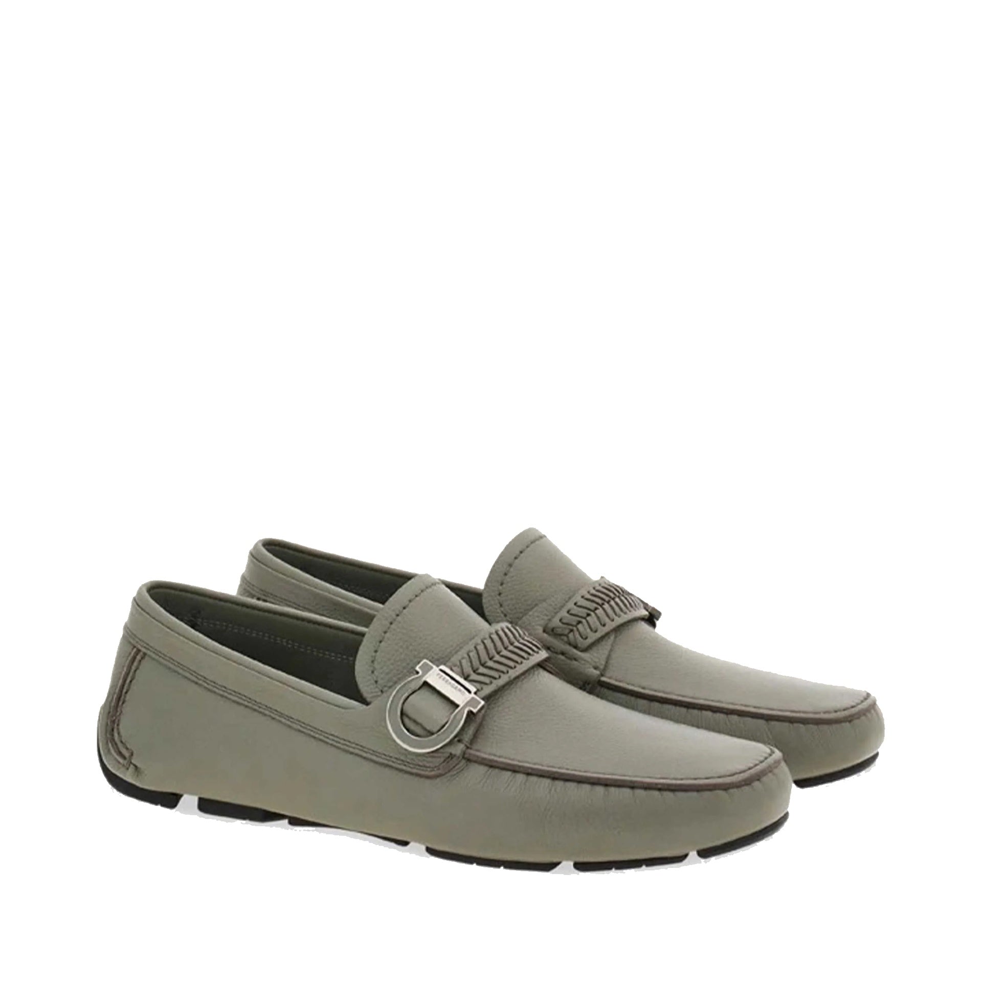 Salvatore Ferragamo Calipso Leather Loafers Gray Calf