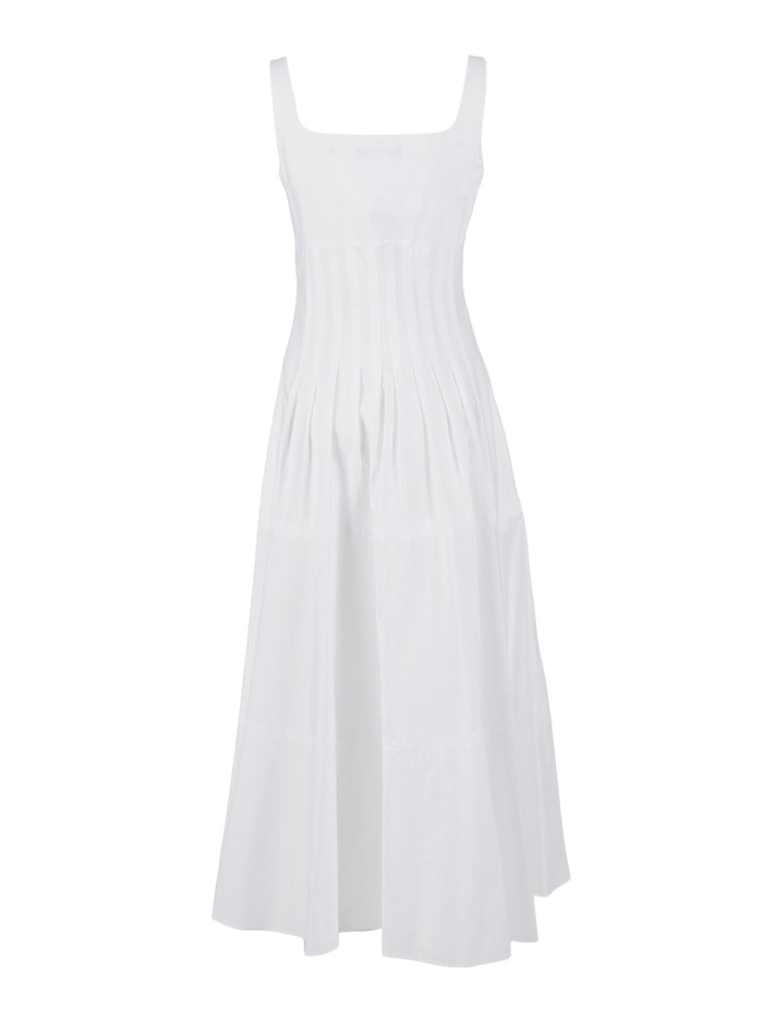 DRESS White Cotton Midi