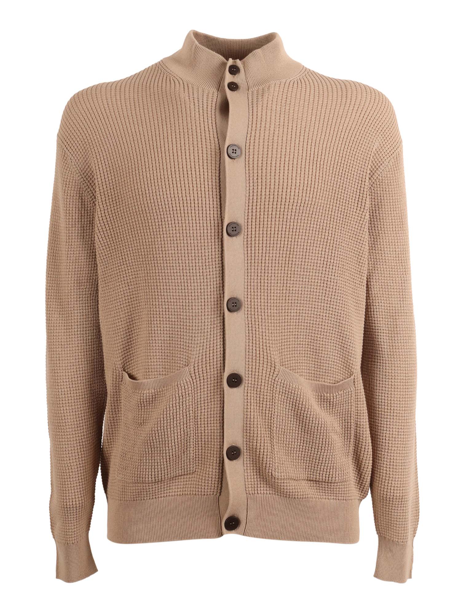 Full Button Cardigan Beige Cotton
