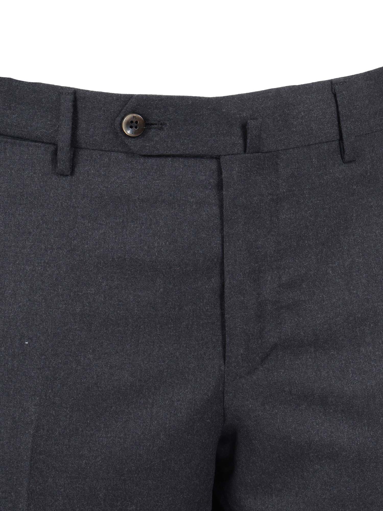 Slim, Flat Front, Diagonal Pockets, Unfinished Grey Virgin Wool Elastane Pant