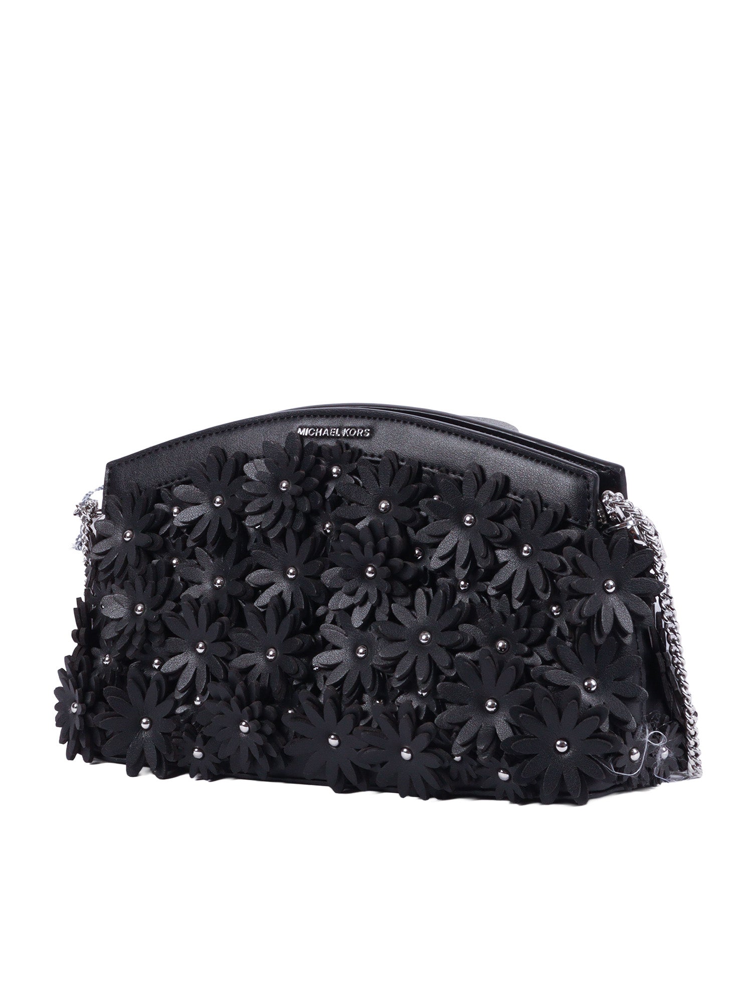 Sm Dome Chn Clutch Xbody Black Polyurethane 35 % Polyester Handbag