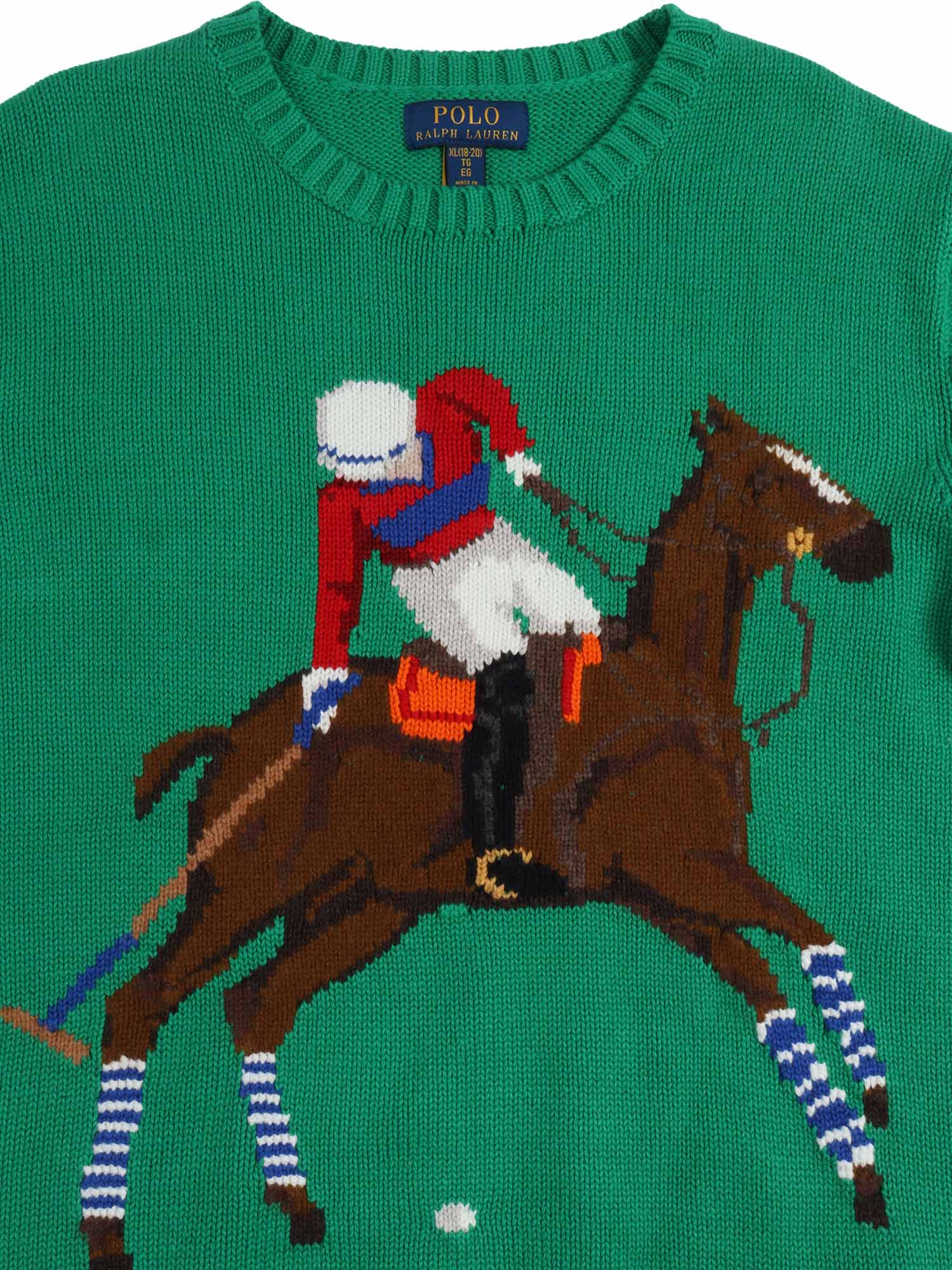 SWEATER-PULLOVER Green Cotton Crewneck