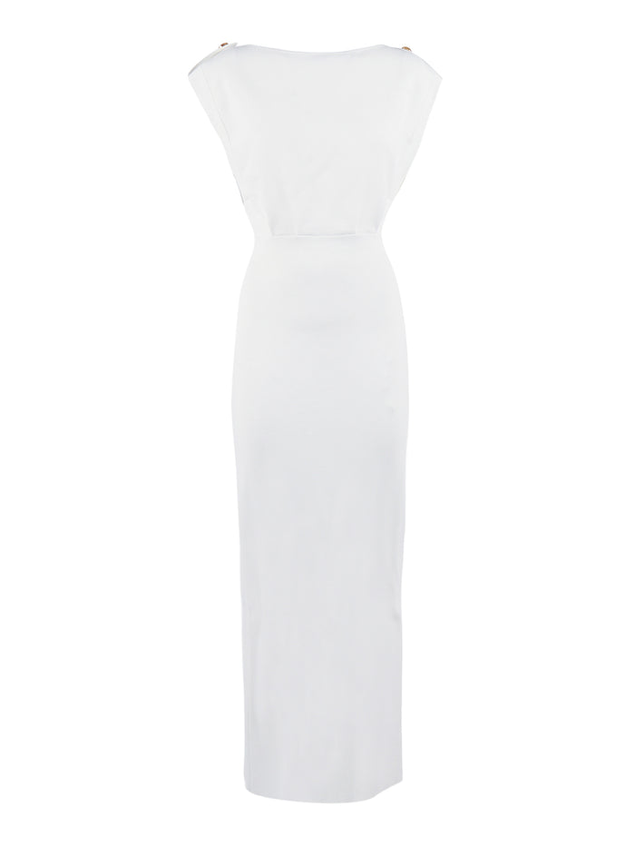 KNIT DRESS White Viscose Polyester Midi