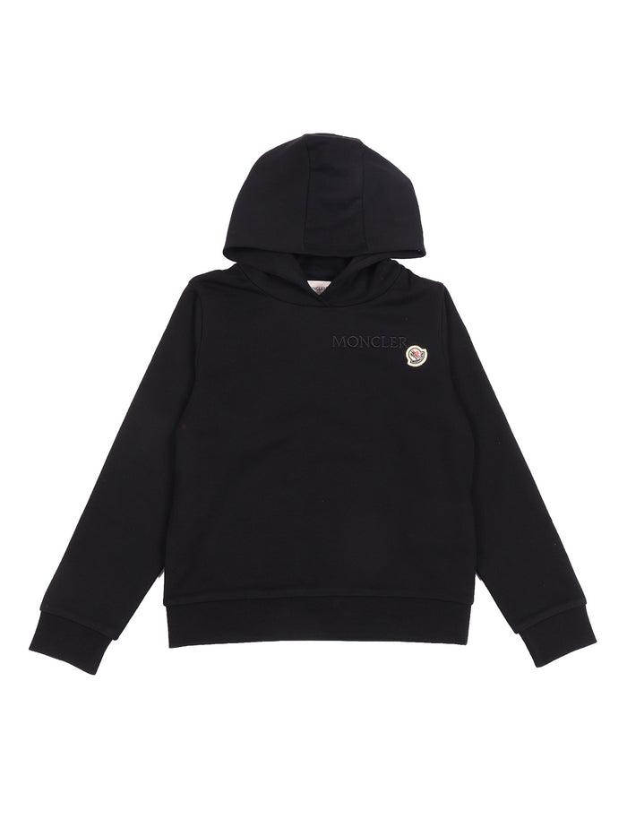 HOODIE SWEATER Black Cotton Hood Lining Crewneck