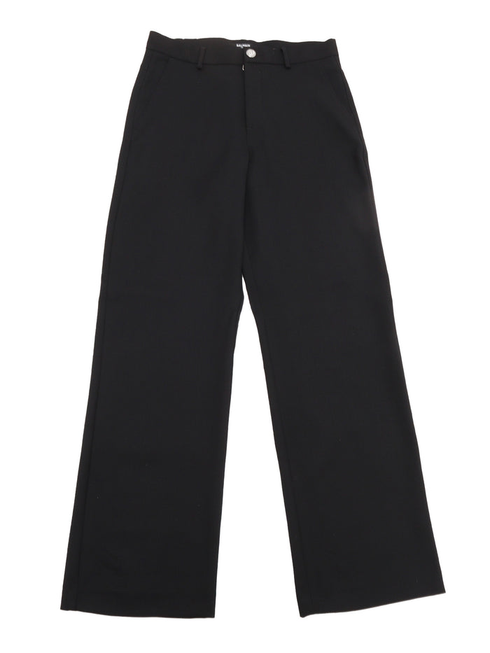 Woven Trousers Black Virgin Wool Elastane