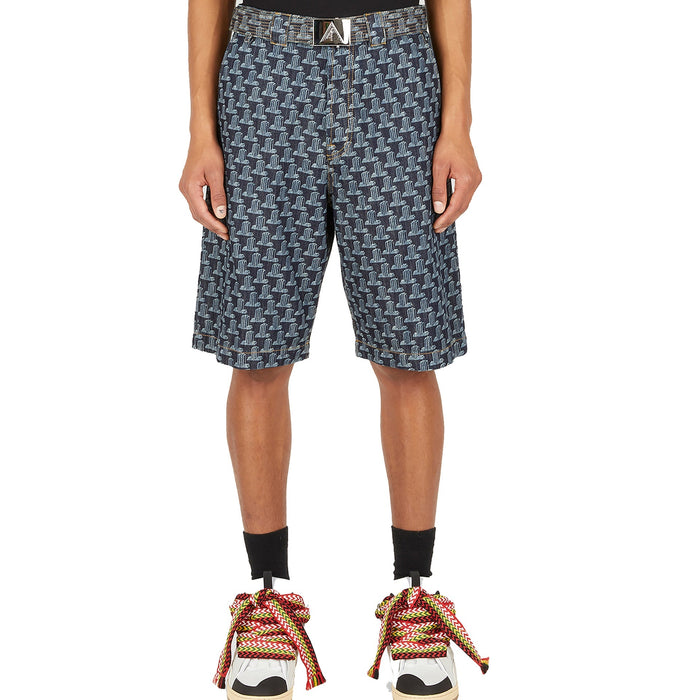 Lanvin Column Monogram Shorts Blue Cotton