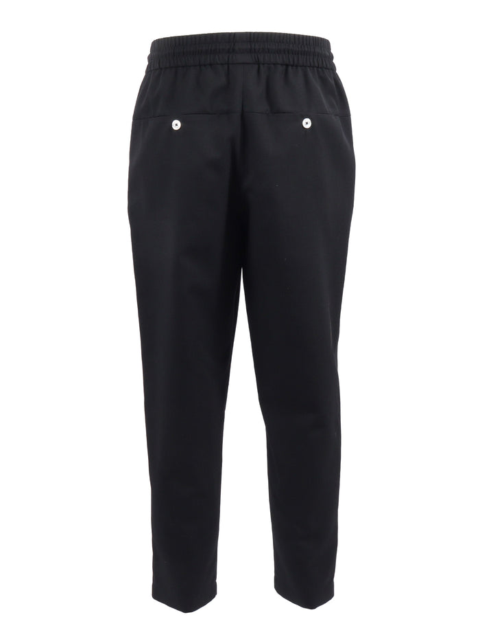 Cropped Pants Black Virgin Wool Polyester
