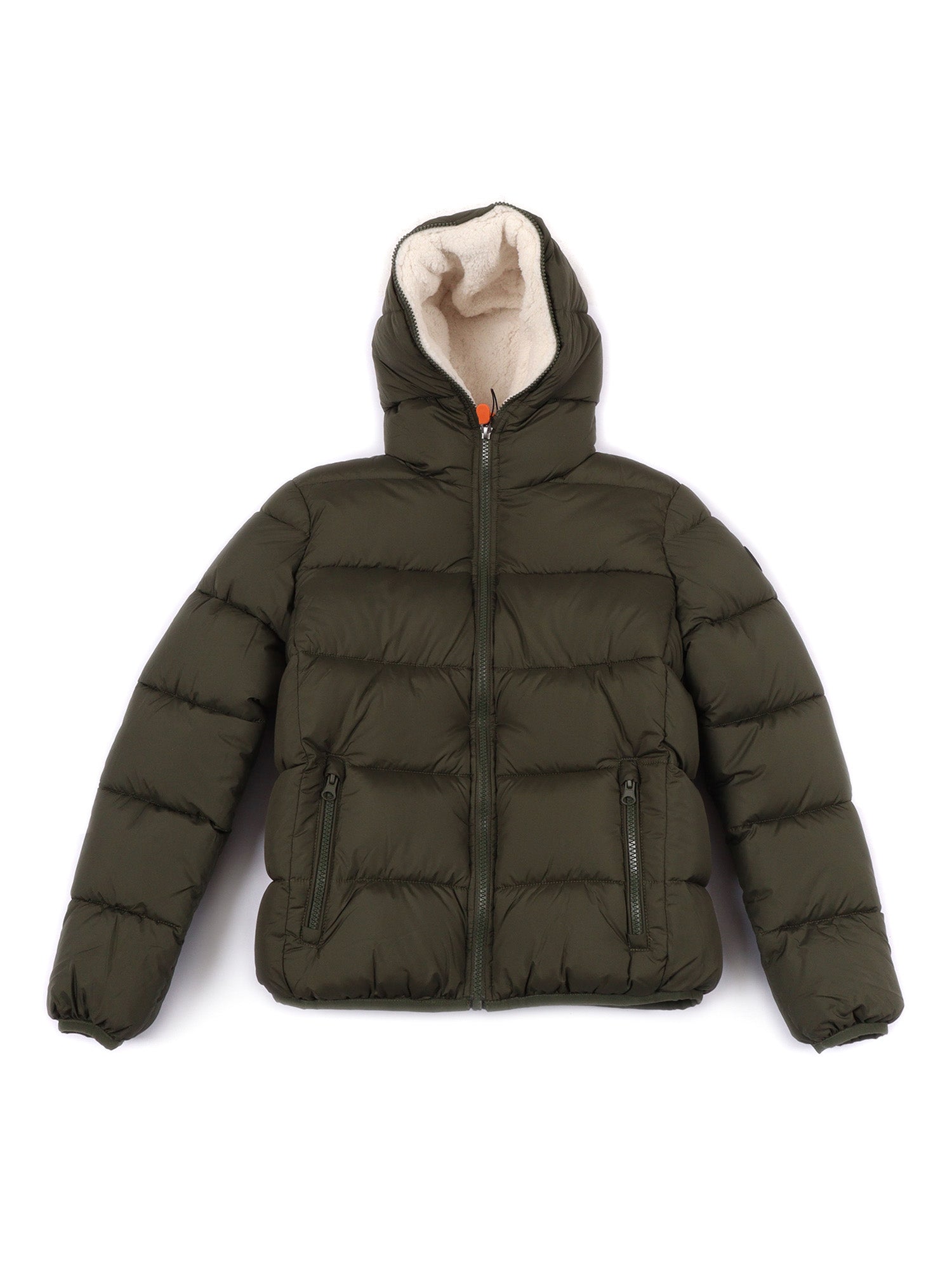 Chaz Hooded Jacket With Teddy Lining Green Short Puffer