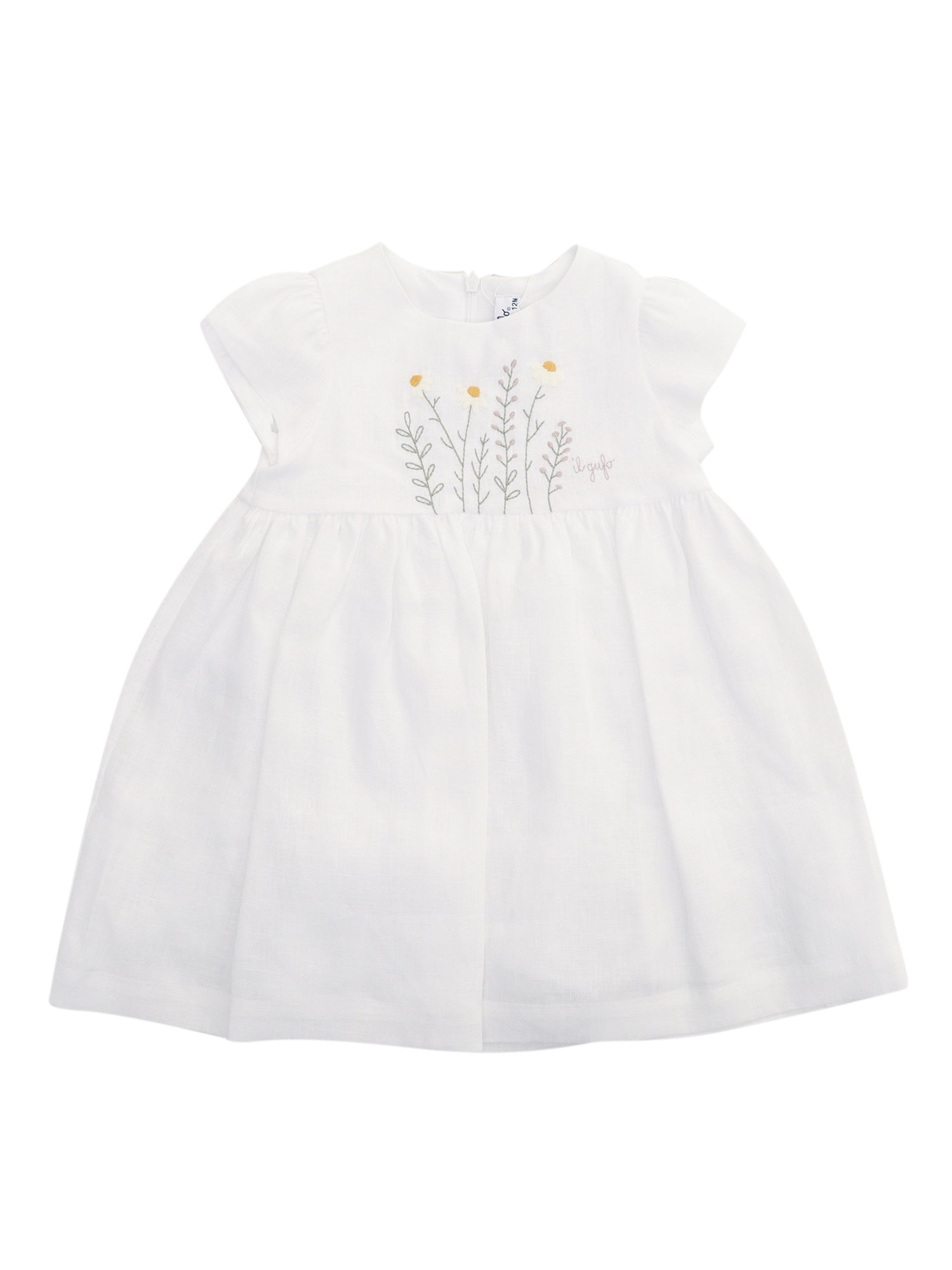 SHORT SLEEVED DRESS White Linen Lining Cotton