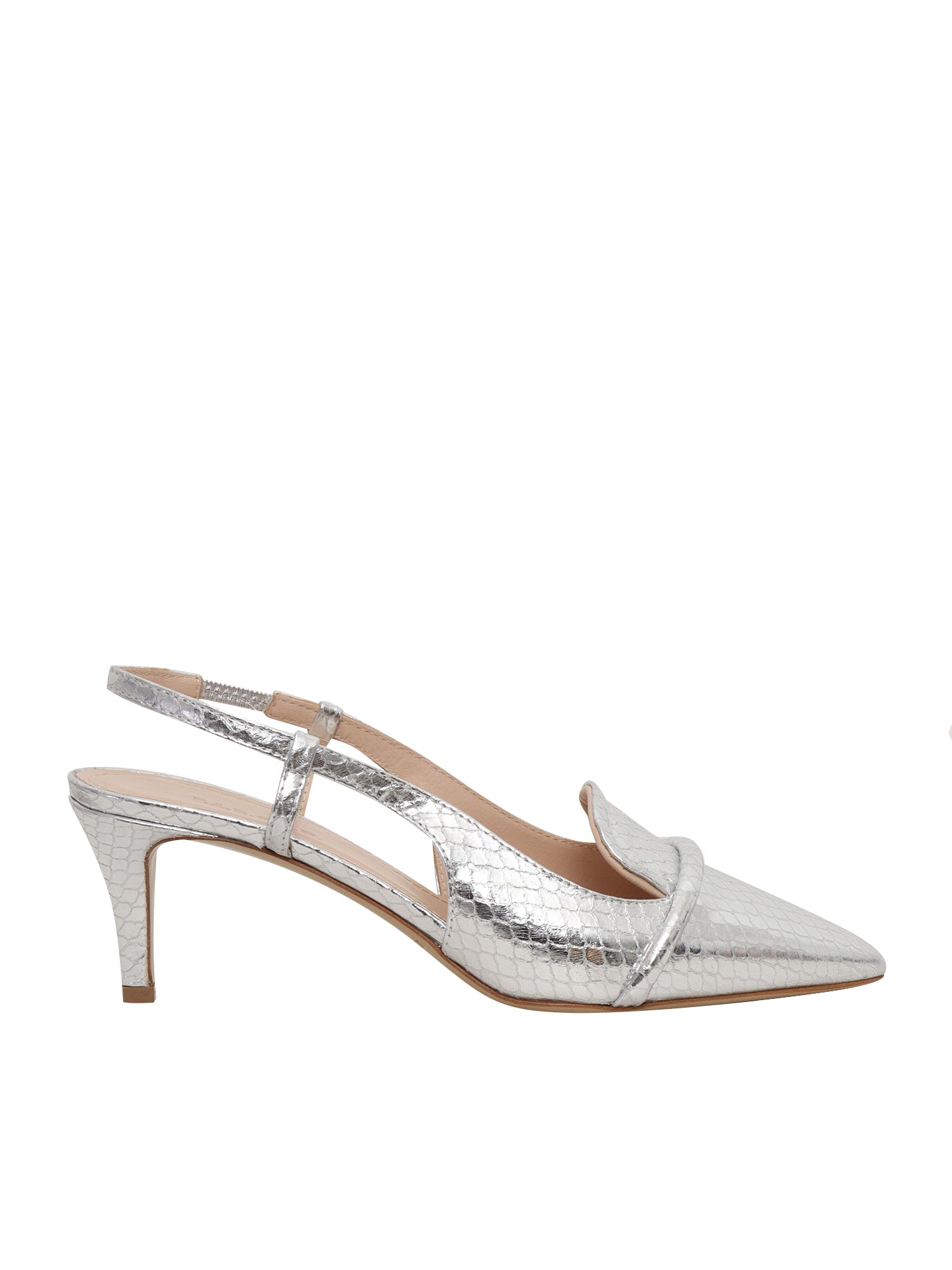 Silver leather sling back Goat Pump