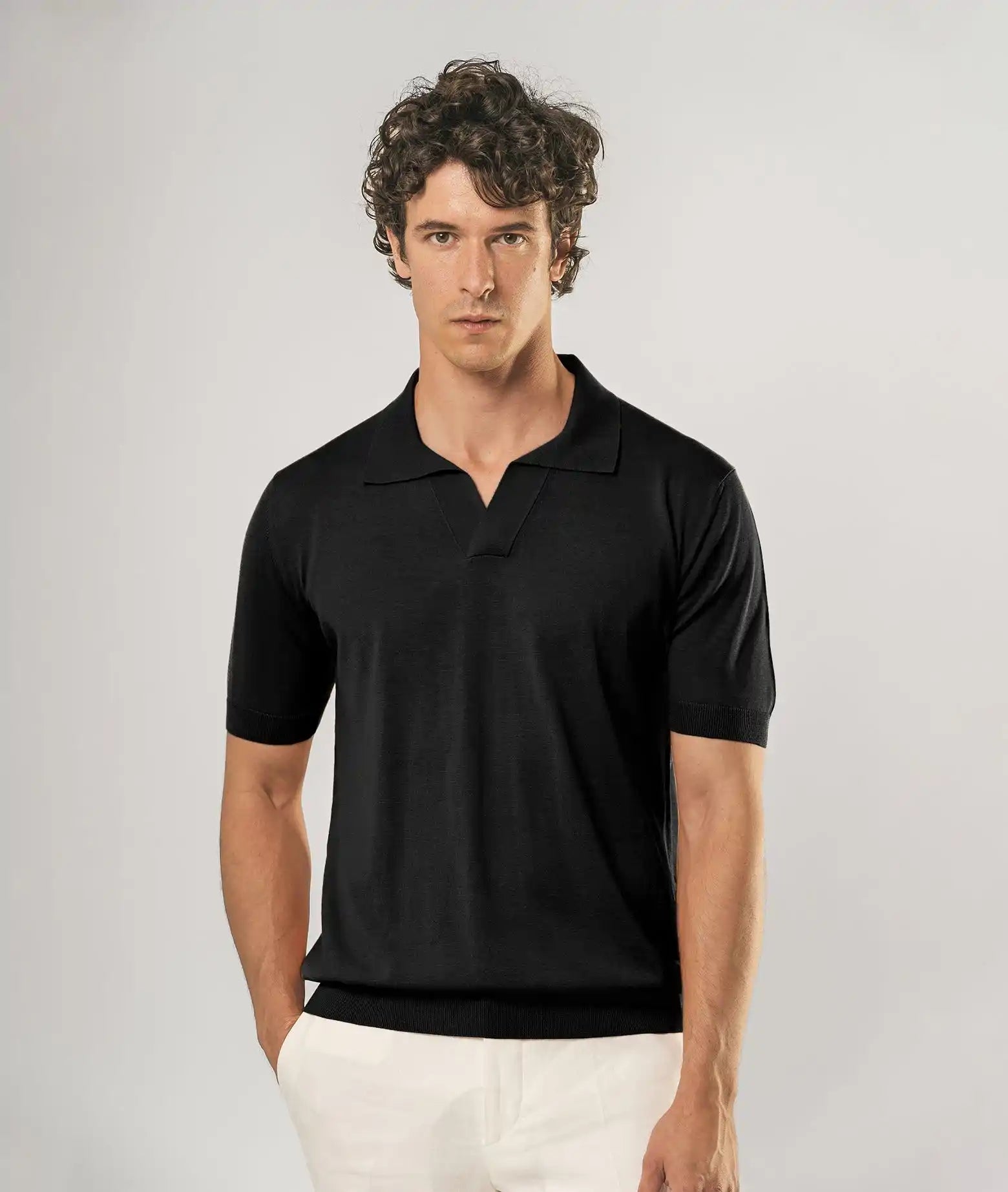Silk Polo Tulum Teal Basic Light Kintwear