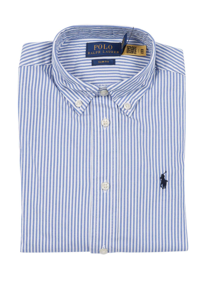 Slim Fit-Tops-Shirt Blue Cotton