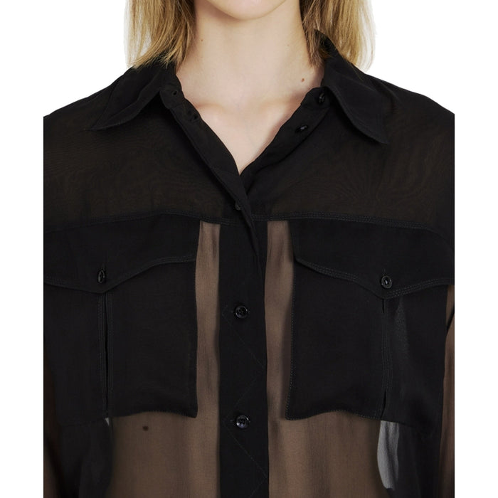 Silk Crepe Muslin Shirt Black