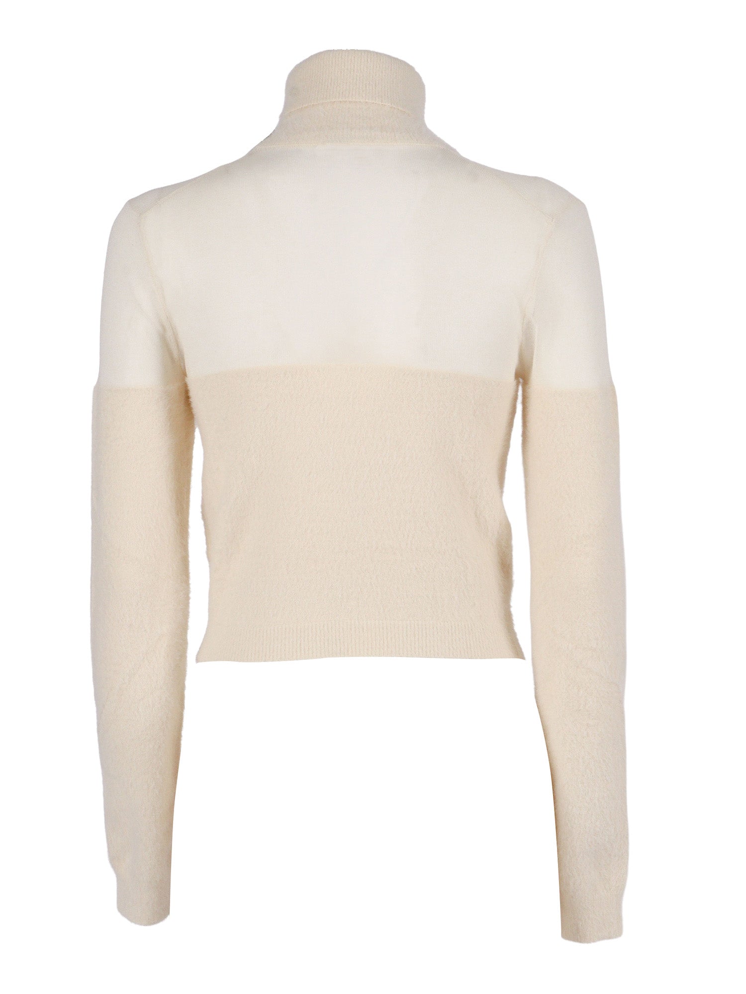 Womens Knitted Sweater White Polyamide Cotton Crewneck