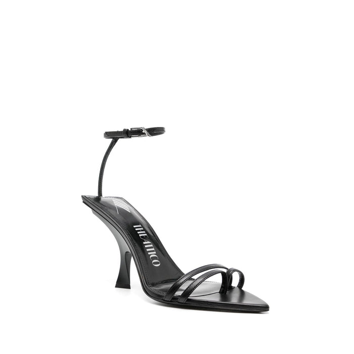 The Attico Ester Mismatch 95 Sandals Black Silk Calf Leather