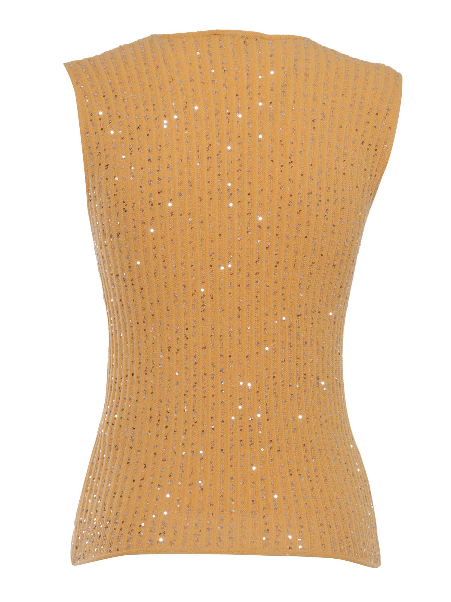 Sleeveless top with paillettes Orange Cotton