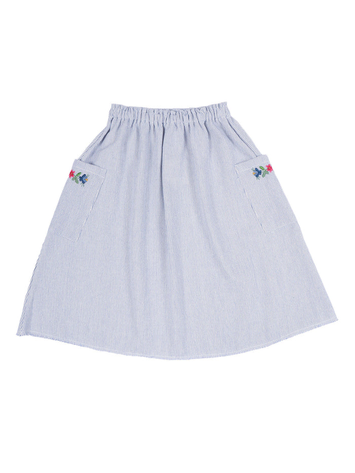 Alexa Midi Skirt Light Blue Cotton Polyester