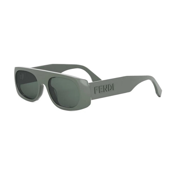 Fendi Sunglasses Rectangle Full Rim, Shiny Green Frame And Lens Fe40169i96n