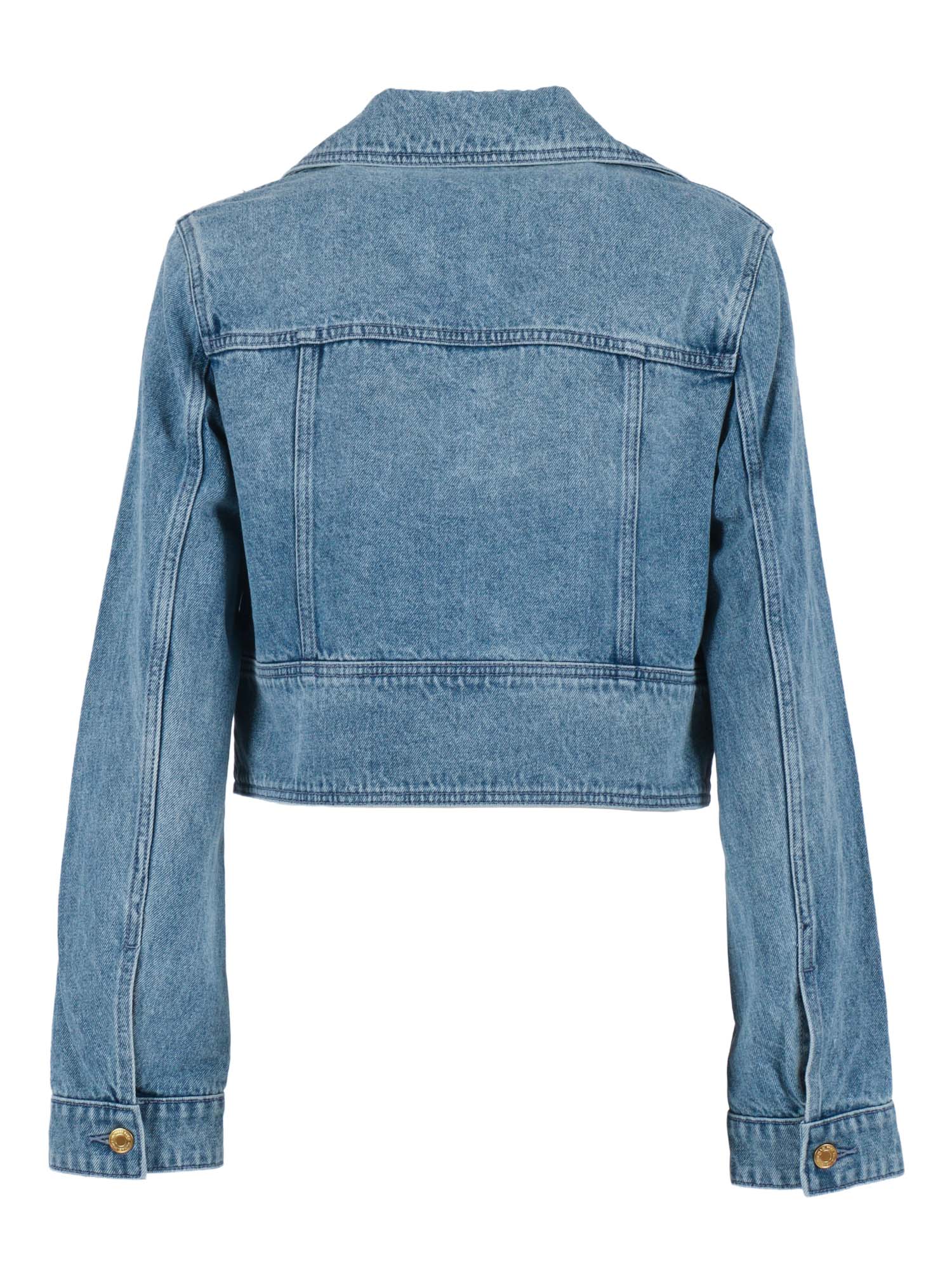 CROPPED DENIM JKT Blue Cotton Jacket