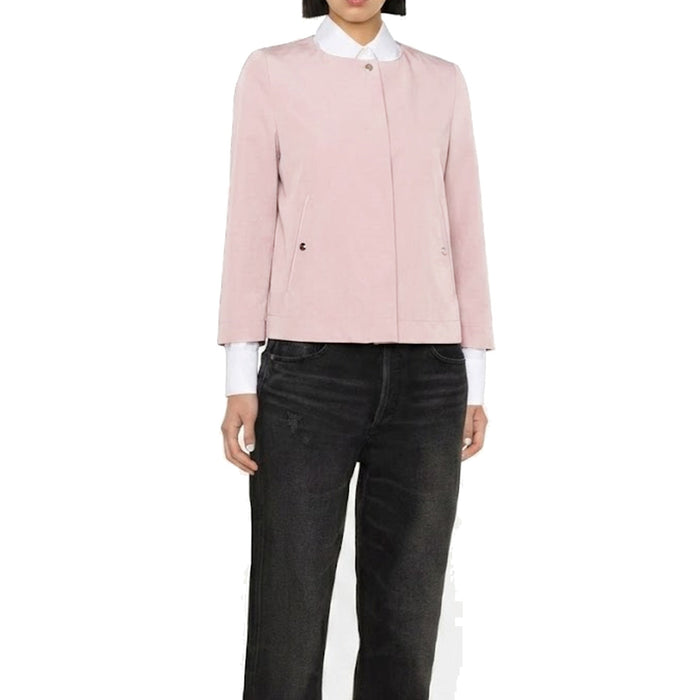 Herno Collarless Cropped-Sleeve Jacket Pink Cotton Polyester