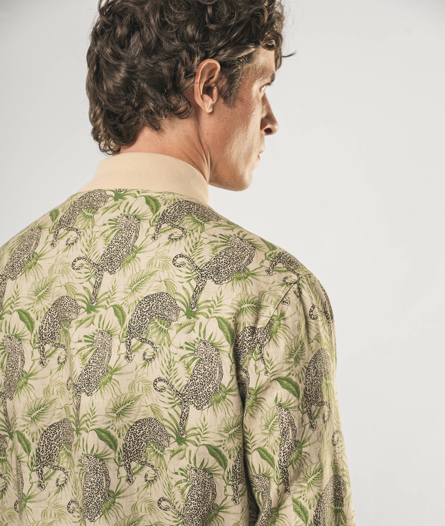Linen Bomber Cheetah Green Sportwear Blouson
