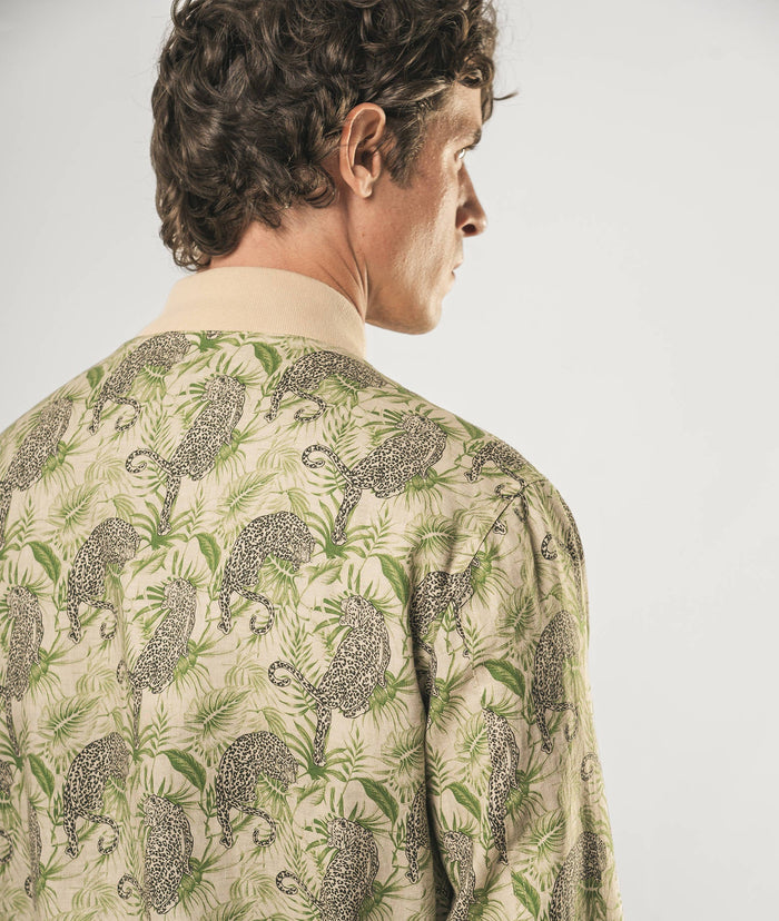 Linen Bomber Cheetah Green Sportwear Blouson