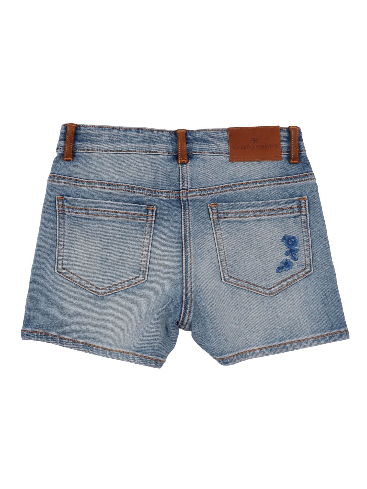 EMBROIDERED 5-POCKET SHORTS Light Blue