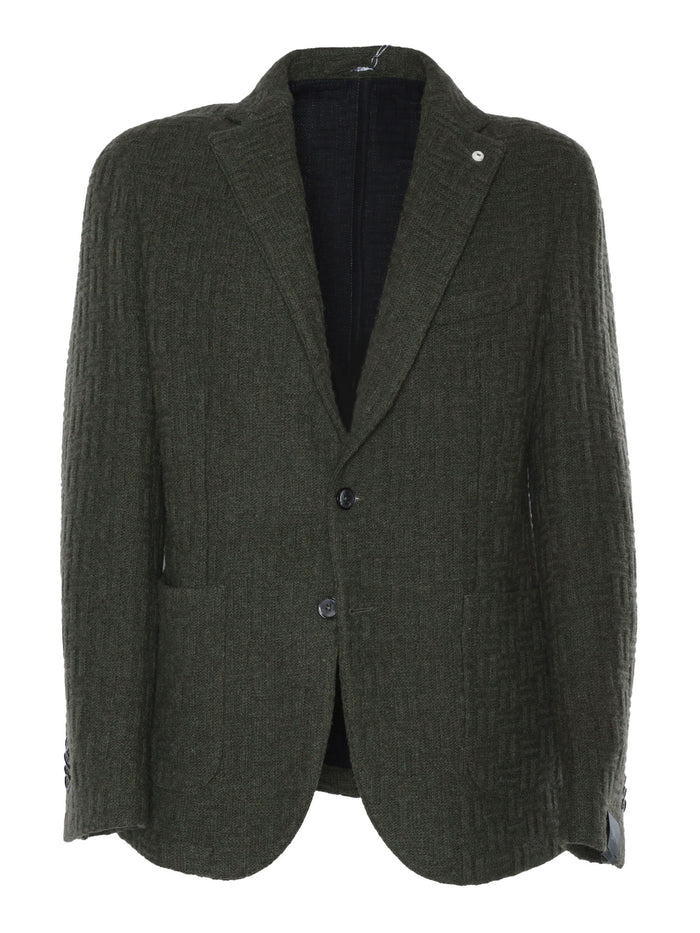 Single-breasted jacket Green Wool Polyamide Other Fibers