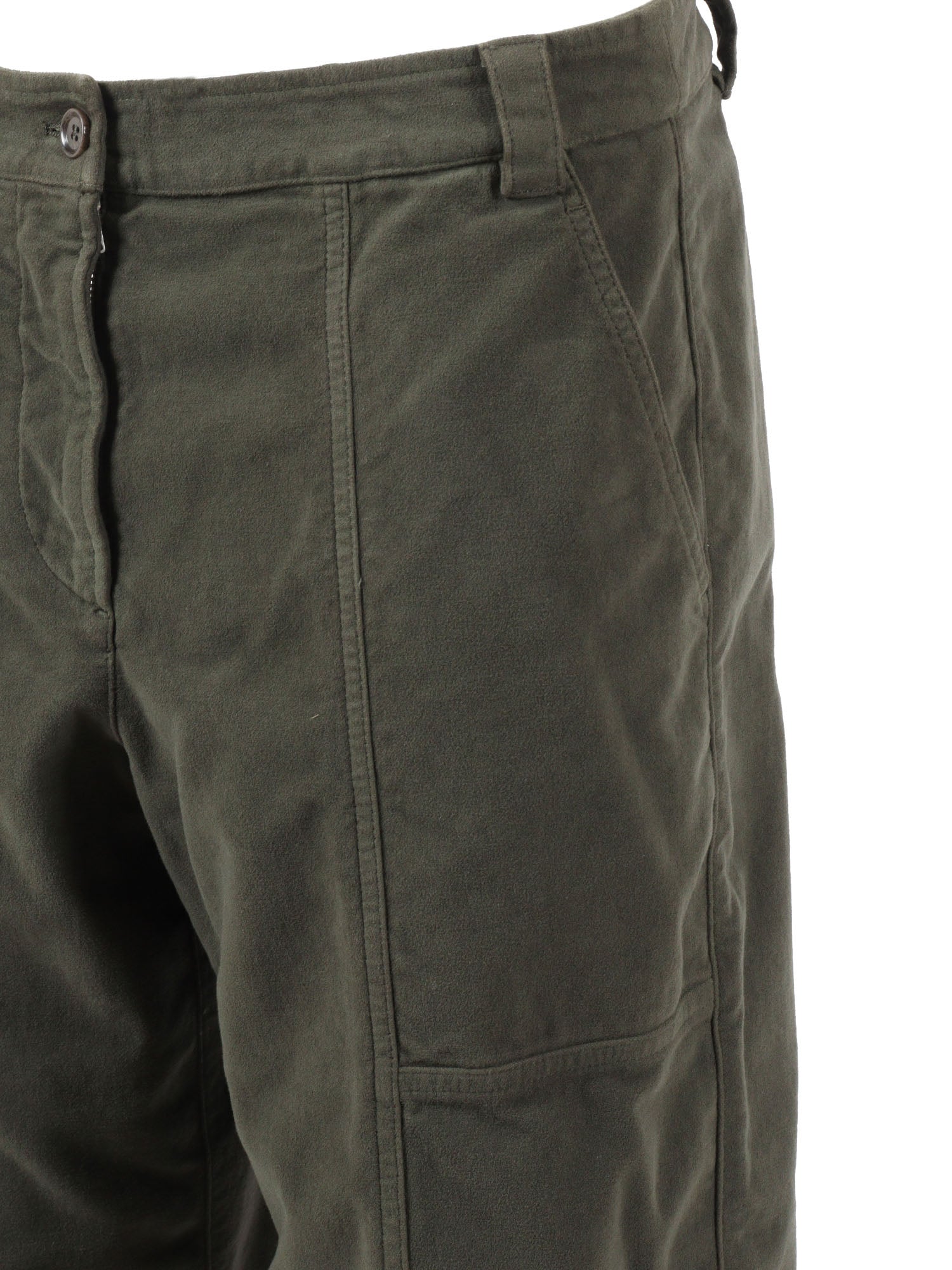 Woman Pants Green Cotton Elastane