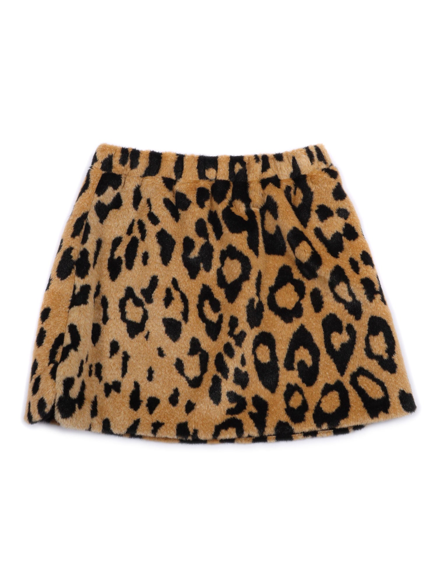 Fur Animalier Mini Skirt Girl Camel