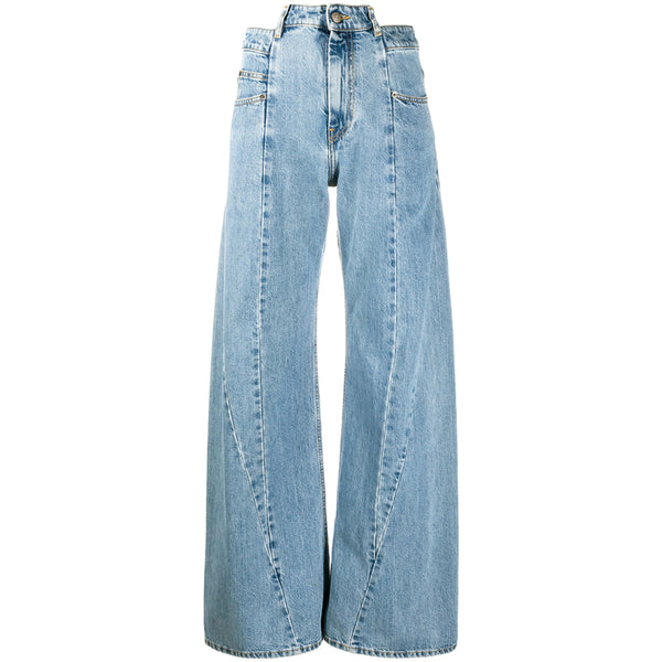 Wide Leg Jeans Blue Cotton: 100. Wide-leg