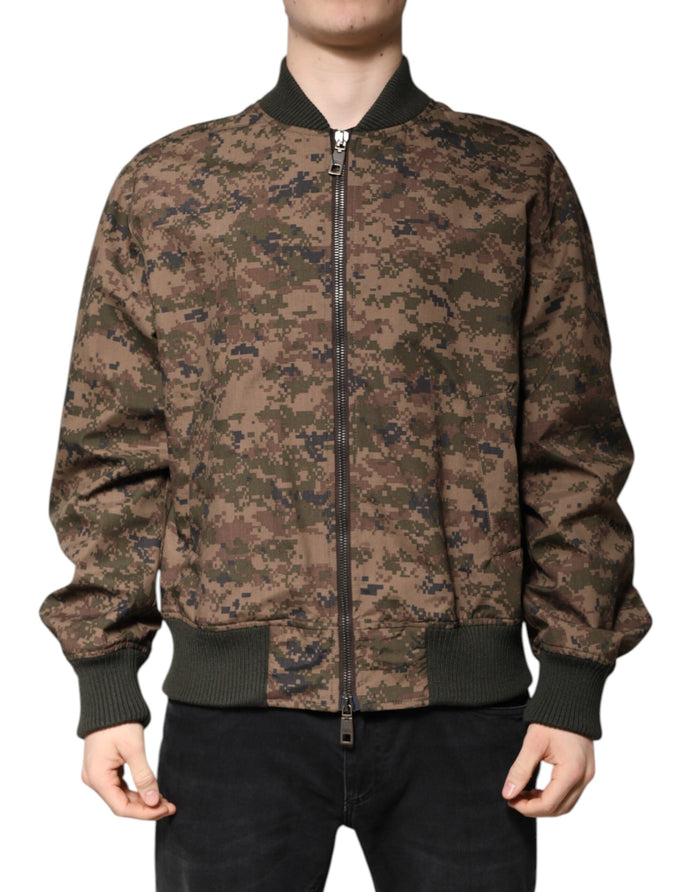Dolce & Gabbana Cotton blend bomber jacket in brown