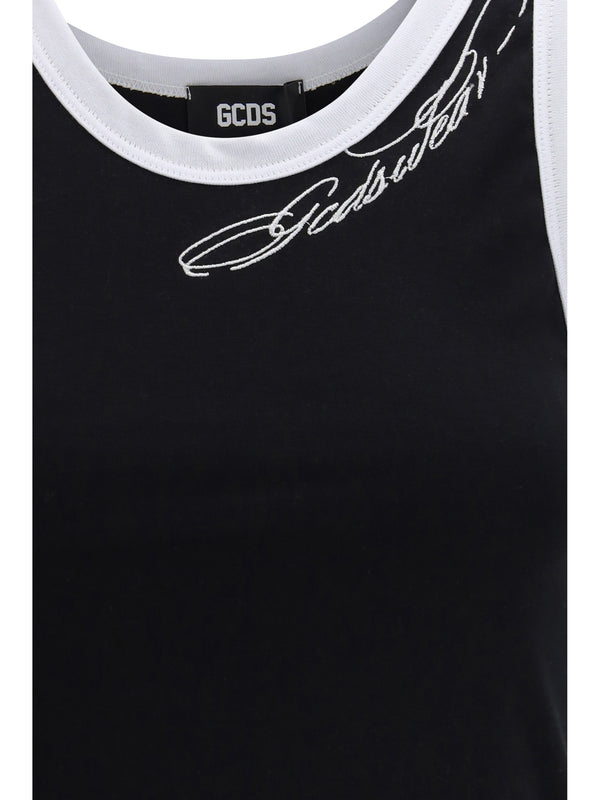 Cropped Tank Top Black-White Black/white Cotton