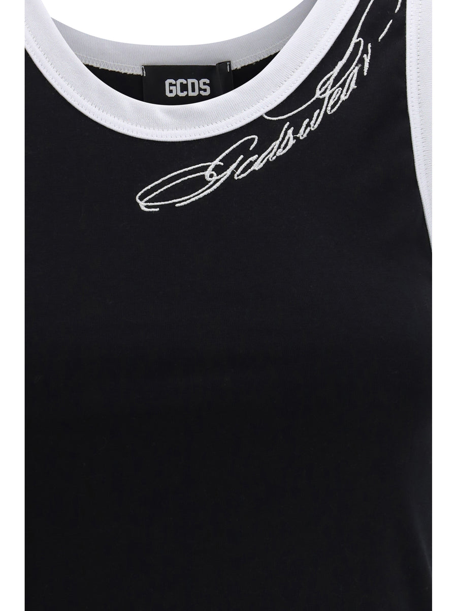 Cropped Tank Top Black-White Black/white Cotton