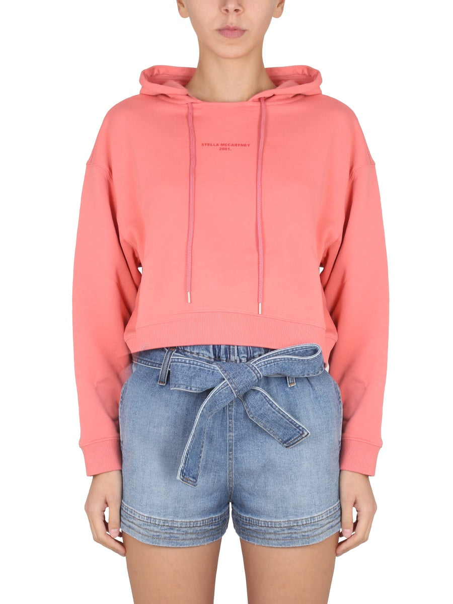 Sweatshirt With Logo Embroidery Pink Cotton Sweatshirts