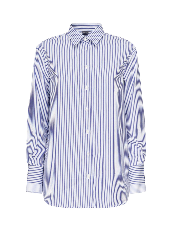 Fay Shirts White, Light Blue Cotton
