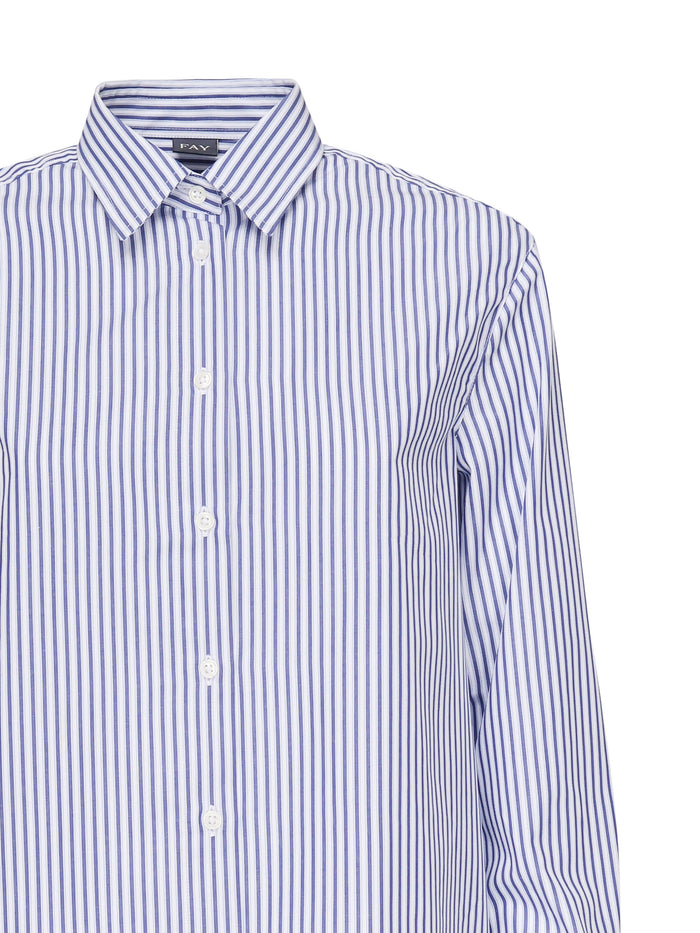 Fay Shirts White, Light Blue Cotton