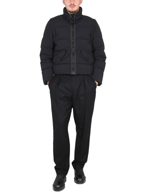 Down Jacket With Removable Sleeves Black Polyamide