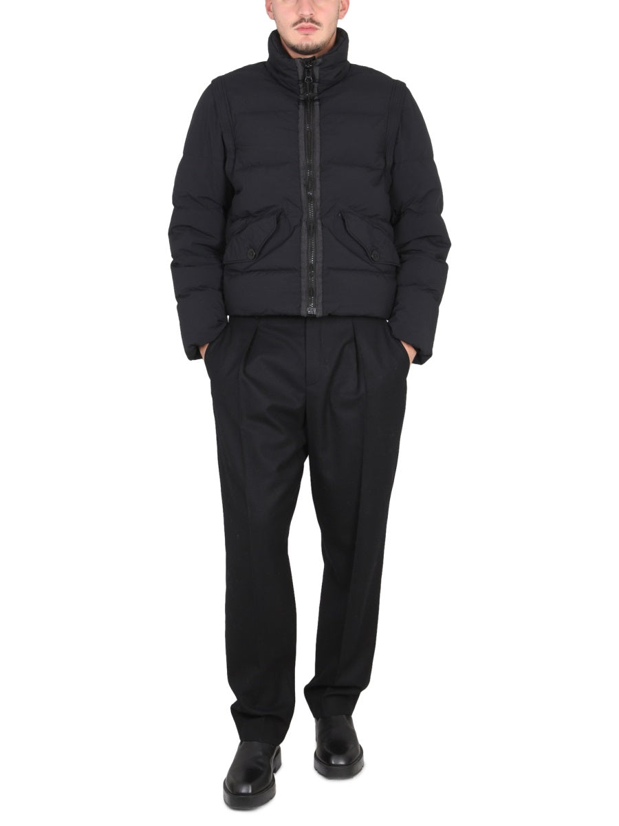 Down Jacket With Removable Sleeves Black Polyamide