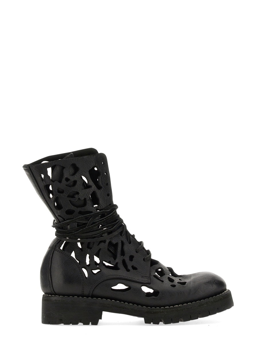 Ankle Boot With Cut Out Details Black Leather Upper